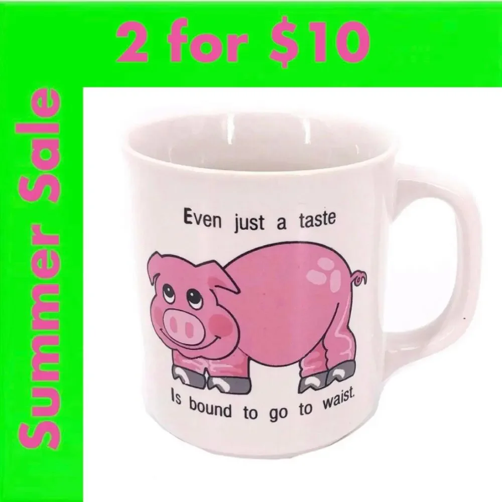 80s funny Even Just a Taste Bound to Go to Waist coffee mug 1980s vintage SALE
